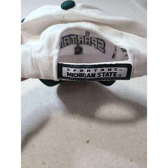 Michigan State Spartans White One Size Hook & Loop Adjustable Hat Cap N - Picture 3 of 6